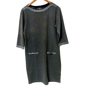 ALYX dress Gray Knit 3/4 Sleeve Boat Neck Silver‎ Accent Size S